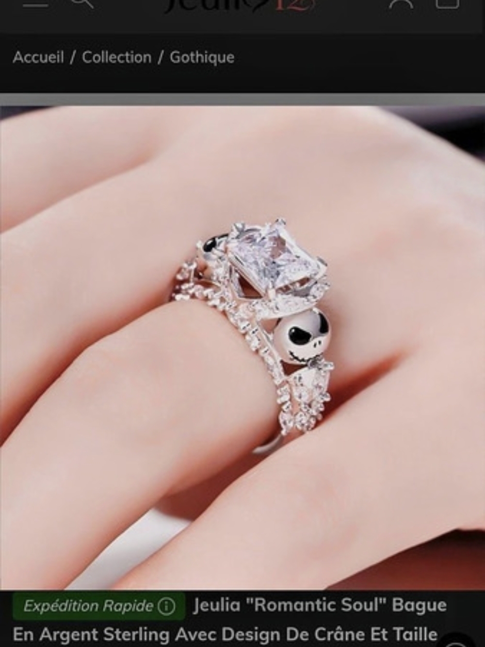 925 Sterling Silver Jack Skellington Nightmare Before Christmas Engagement Ring